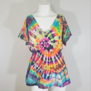 Tie Dye Cinch-Waist Blouse